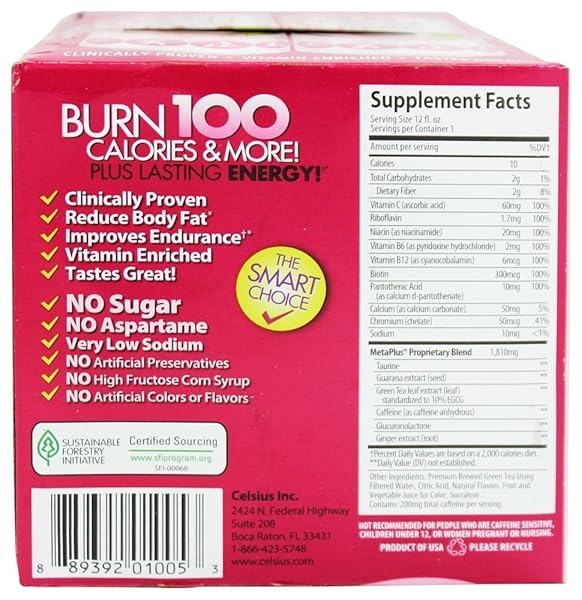 CELSIUS RTD GREEN TEA RASPBERRY, 12 OUNCE