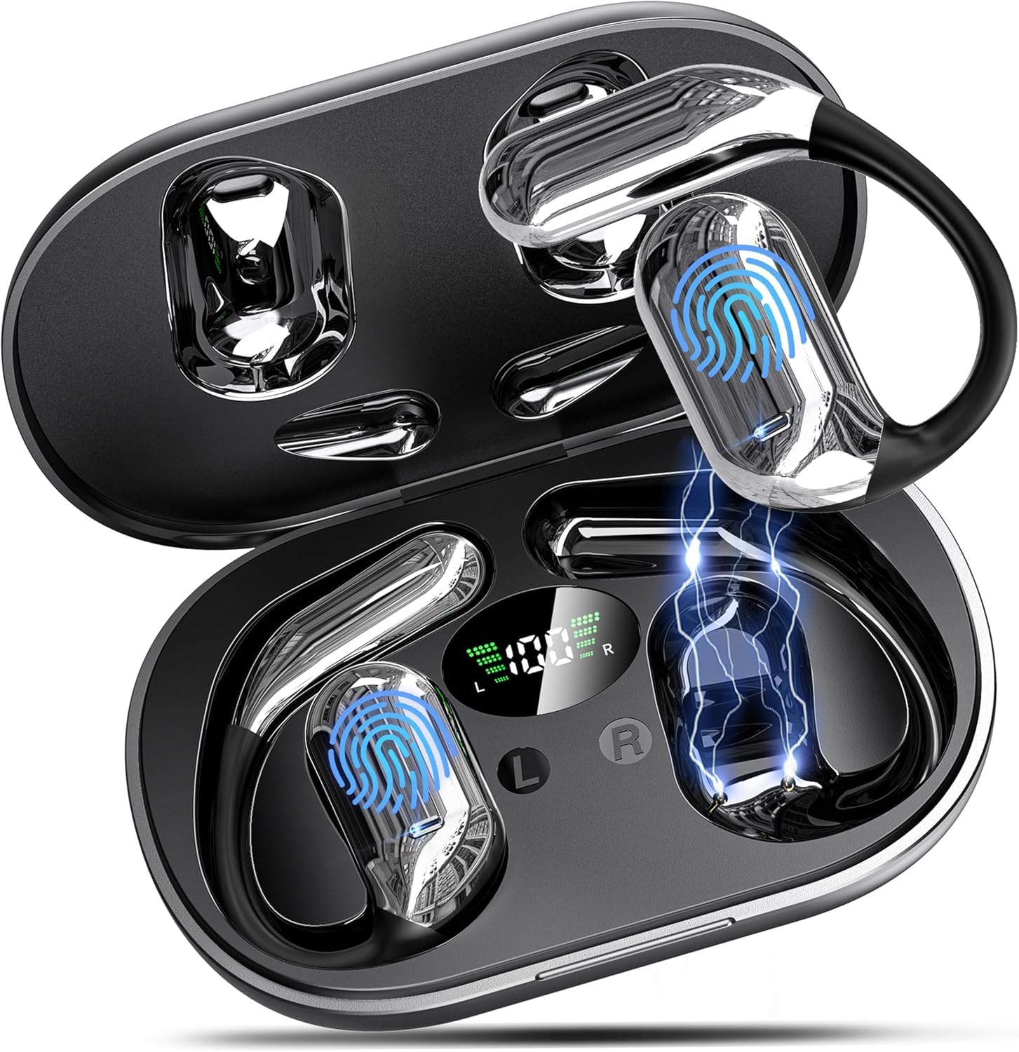 EUQQ Open Ear Kopfhörer Bluetooth 6.1 KI 50 Std Sport Kopfhörer für Laufen