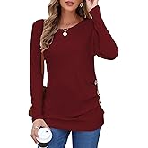 MOLERANI Women's Long Sleeve Tunic Tops Wear with Leggings Fall Shirts Crewneck Casual Button Tshirt 2025 Winter Clothes