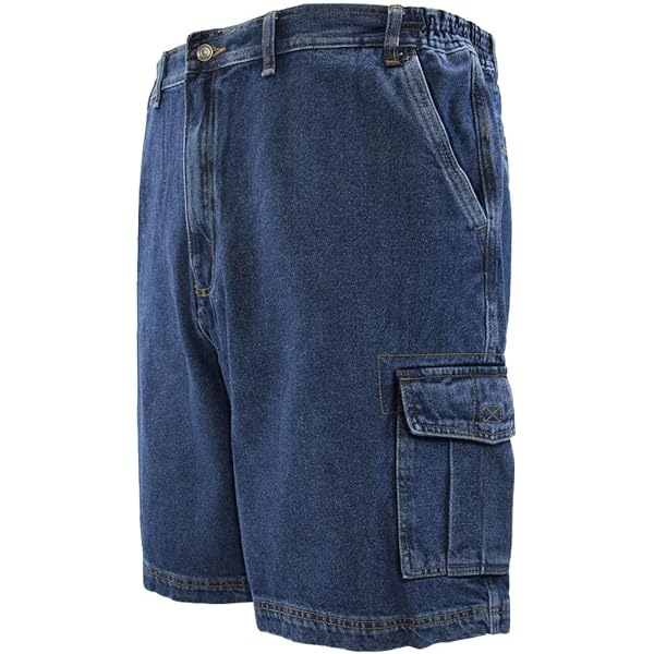 ROCXL Big Men's Denim Cargo Shorts Expandable Waist Size 46