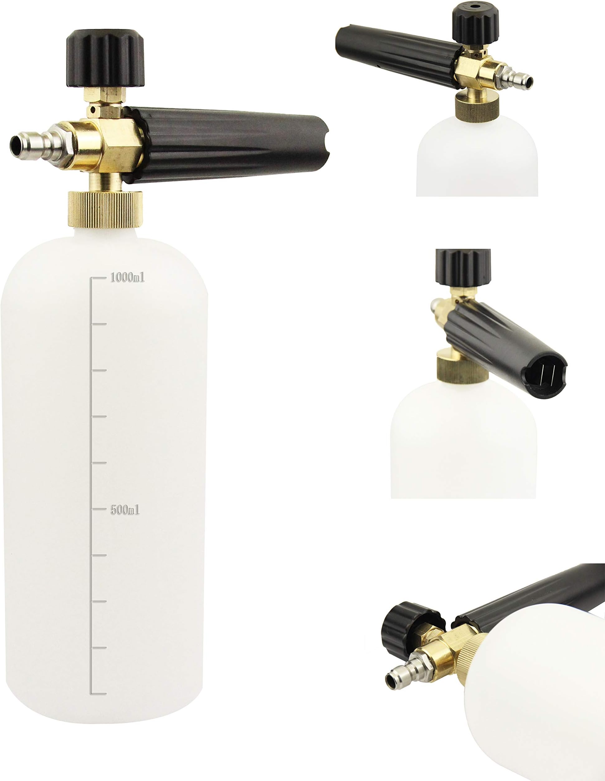 Obecome Adjustable Pressure Washer Jet Wash 1/4 Quick Release Snow Foam Lance, Foam Cannon with 1-Liter Bottle