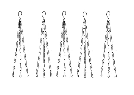 DIVINE TREE Metal Hanging Basket Chain With Hook, Black, 16 Inch, 5 Pieces