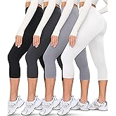 VALANDY Creamlush 4 Pack Capri Leggings for Women-High Waisted Stretchy Soft Yoga Lounge Pants(S-3XL)