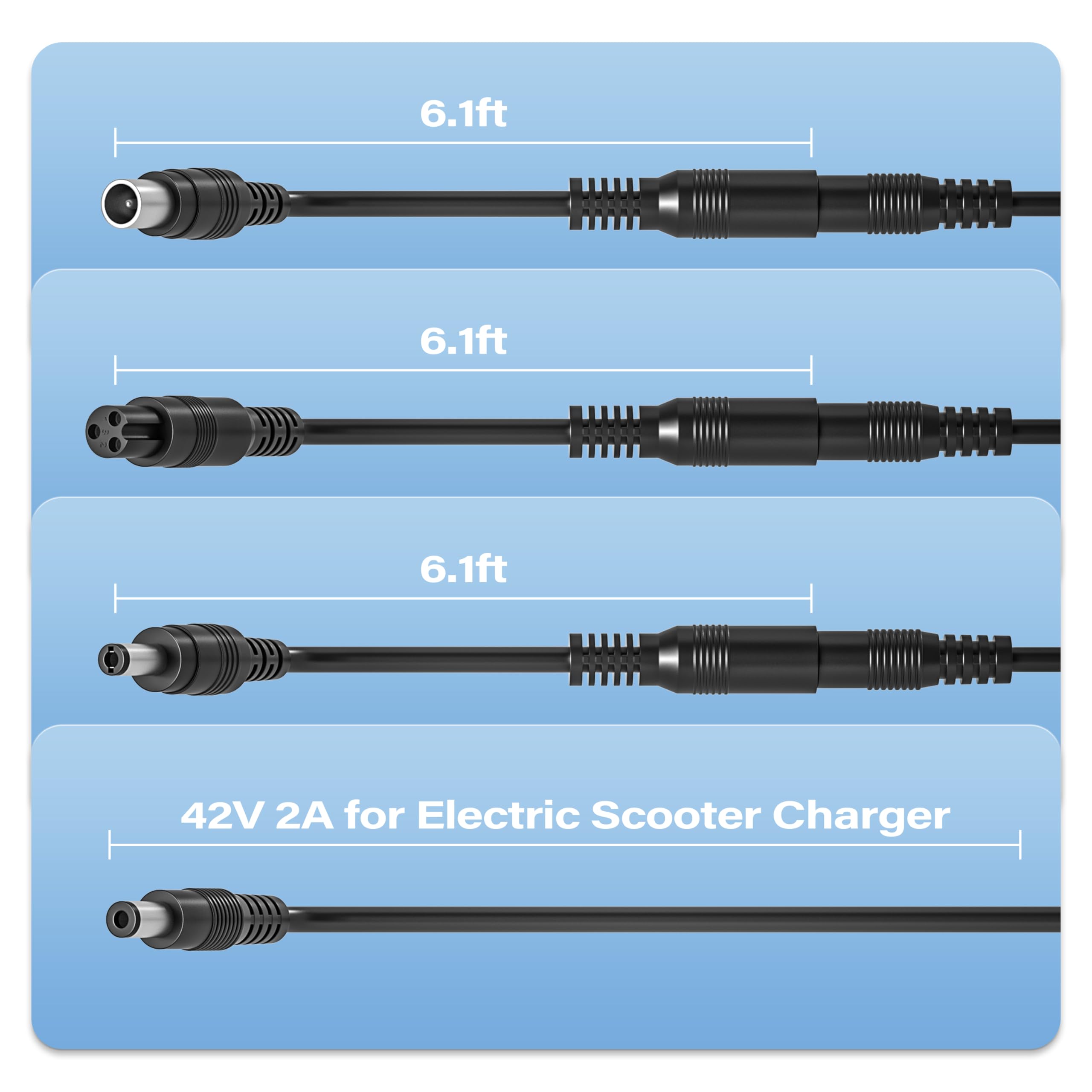 42V 2A Electric Scooter Charger Replacement for Swagtron/Gotrax GXL V2, G2, G3, G4 Apex, Glider, XR Elite/Jetson Bolt/Bolt Pro/Sisigad/Segway/Bird for 36V Lithium Battery