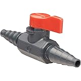 Asahi America Labcock PVC Ball Valve, Inline, Unibody, Lever, 3/8" Hose