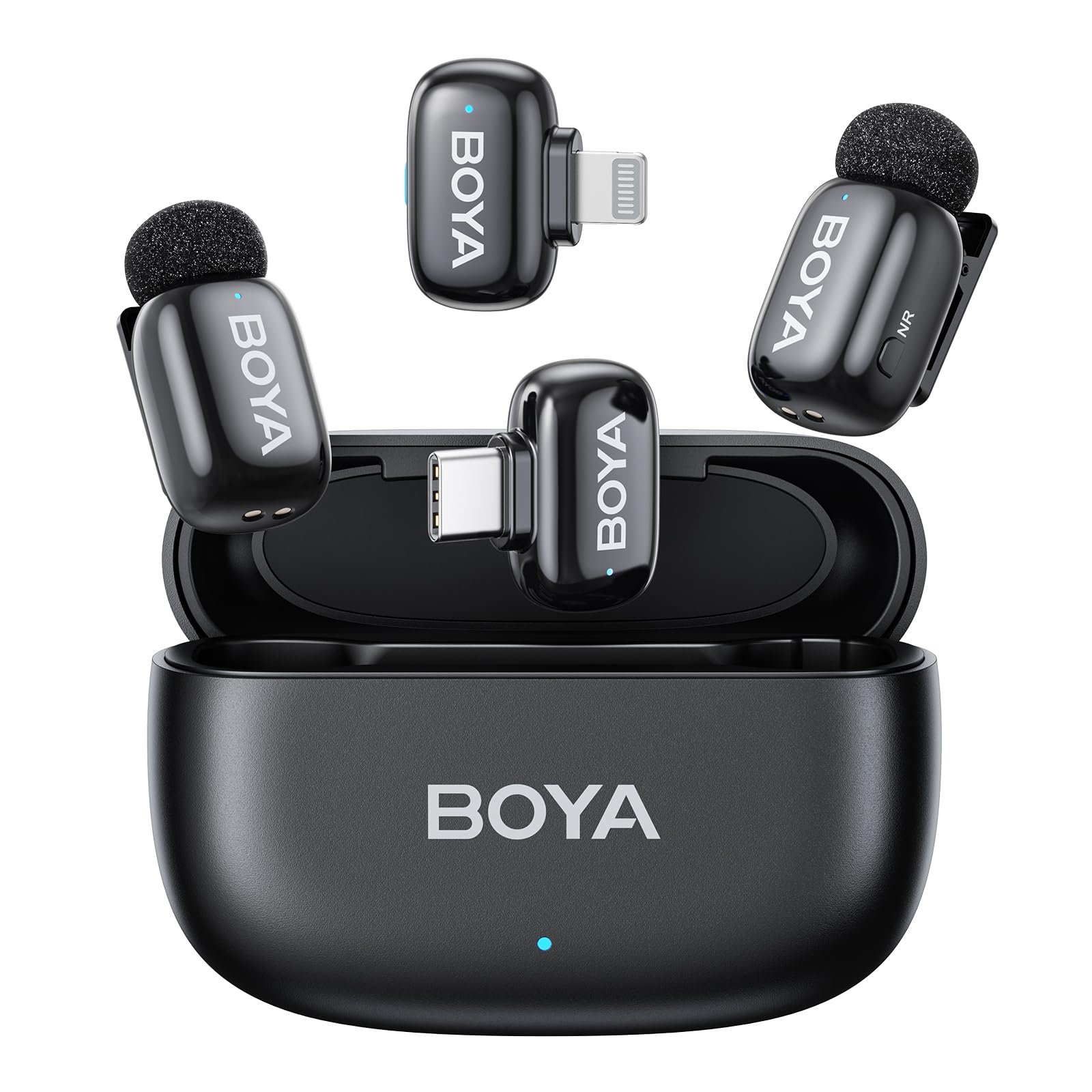 Photo 1 of BOYA mini Wireless Microphone for iPhone/Android/PC/Tablets with USB C/Lightning Plug, MFi Certified, Noise Reduction, AI Voice Changer, 30H Battery Life with Charging Case for Video Recording Podcast