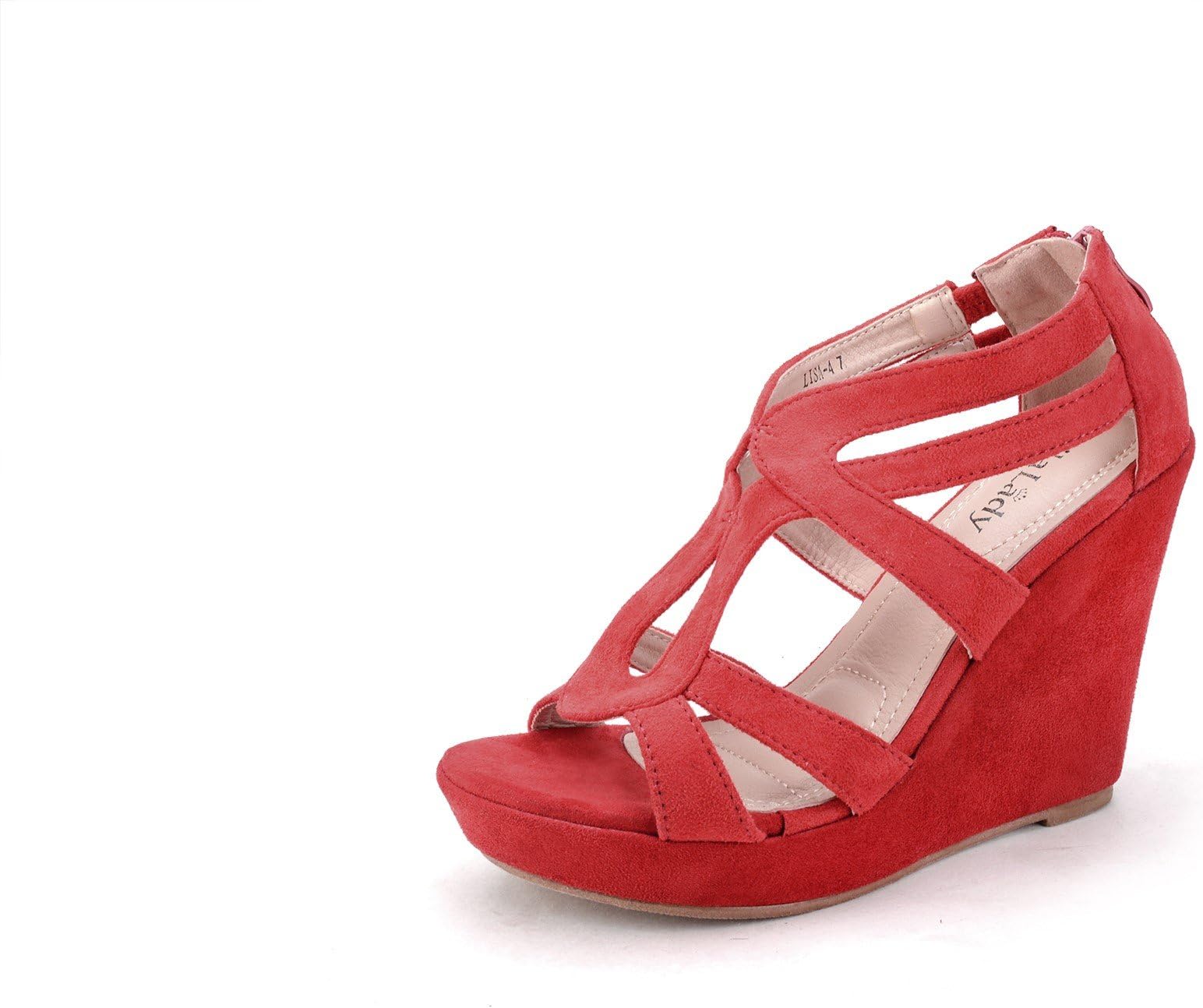 Mila Lady Lisa 5 Zippered Strappy Open Toe Platform Wedges Heeled Sandals Shoes for Women