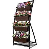 6-Ft Raised Garden Bed - Vertical Garden Freestanding Elevated Planter with 4 Container Boxes - Good for Patio or Balcony Ind