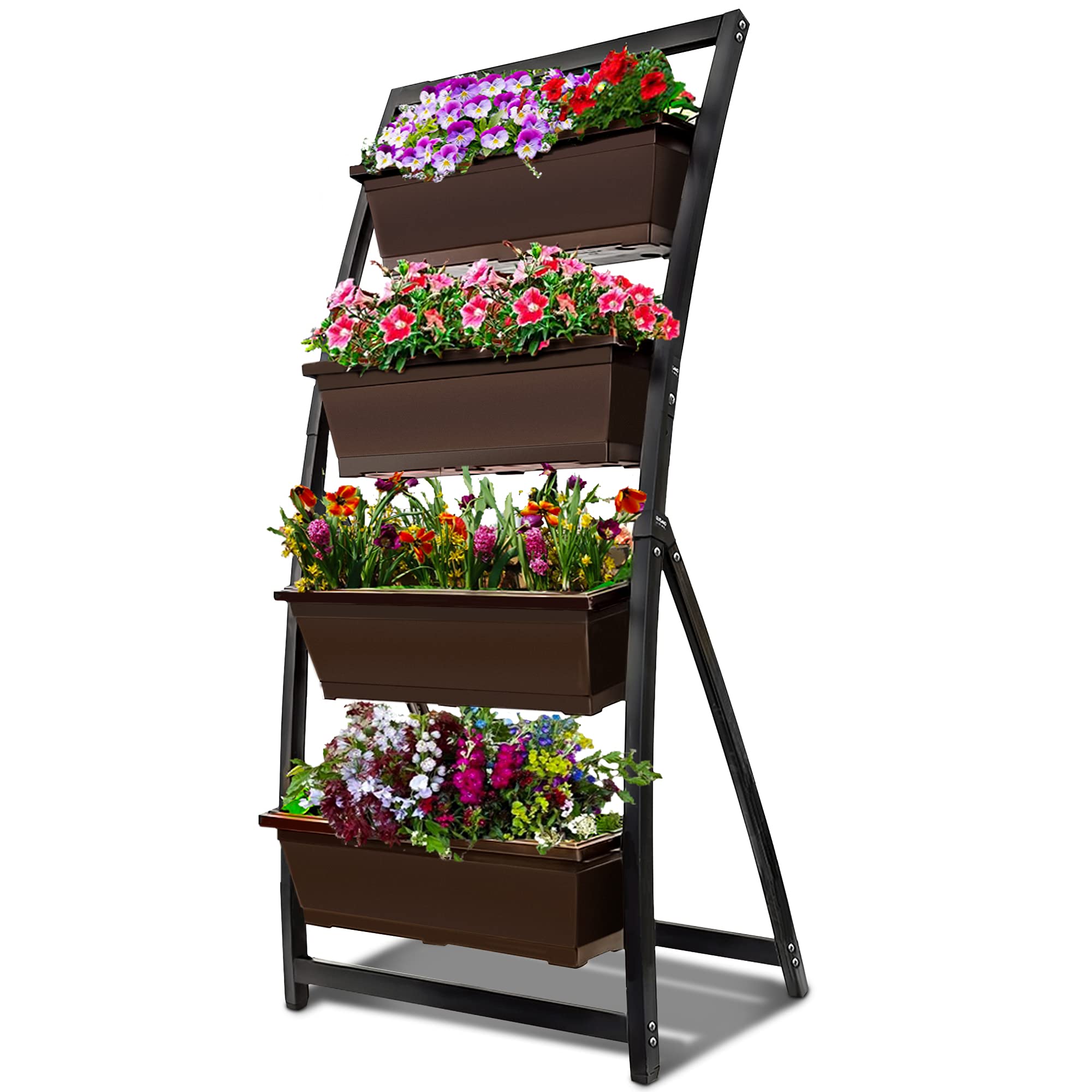 6-Ft Raised Garden Bed – Vertical Garden Freestanding Elevated Planter with 4 Container Boxes – Good for Patio or Balcony Indoor and Outdoor – Perfect to Grow Vegetables Herbs Flowers