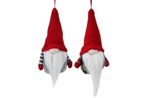 Northlight 2-Piece Tiny Gray Faux Fur Christmas Santa Gnome with Red Hat Ornaments 6”