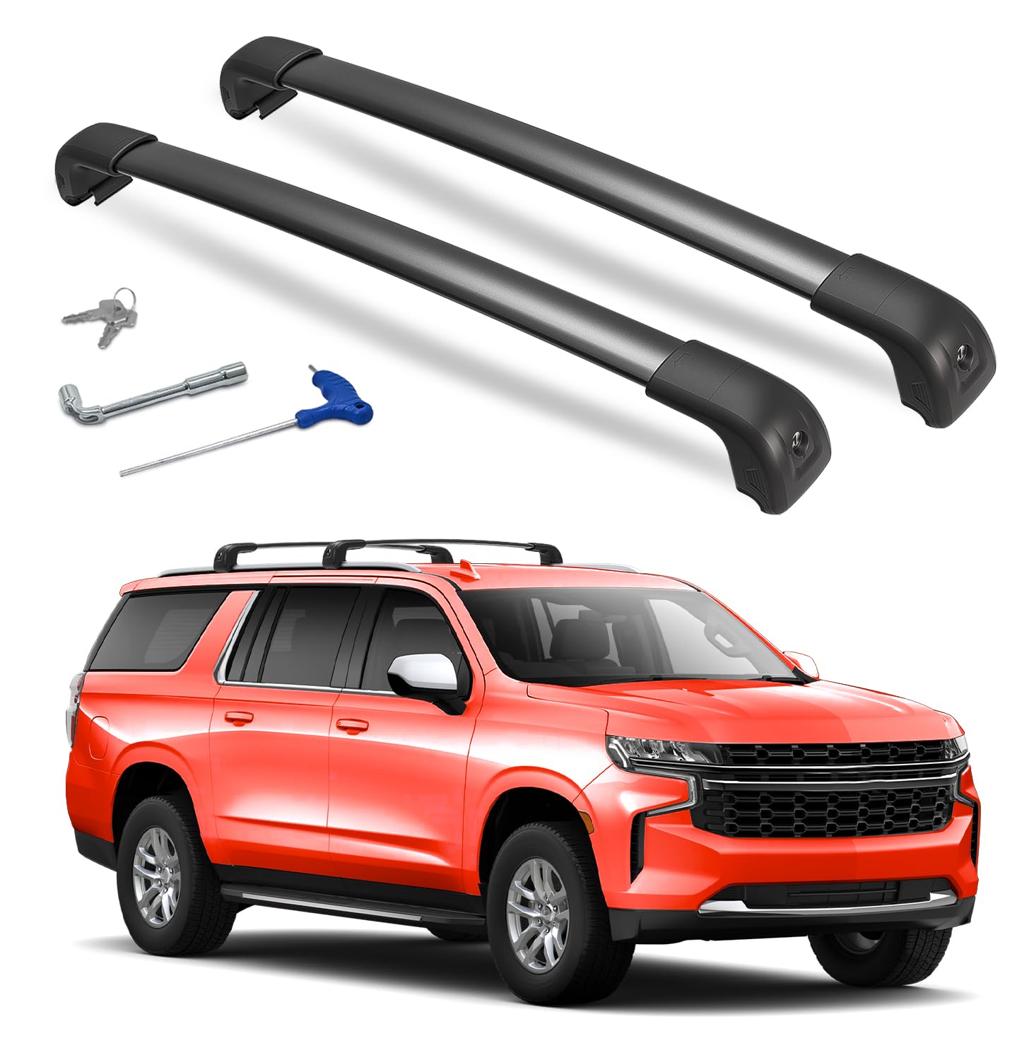Photo 1 of Soruci 330lbs Lockable Roof Rack Cross Bars for 2021 2022 2023 2024 2025 2026 Chevrolet Chevy Suburban/Tahoe & GMC Yukon L/XL & Cadillac Escalade/Escalade ESV Aluminum Roof Rails Crossbar