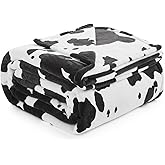 Cozy Bliss Cow Print Throw Blanket for Bed - Fuzzy Thick Soft Warm Fleece Blankets for Couch & Bed, for Women Men Girls Kids, Black & White Large King Size 120"*100"