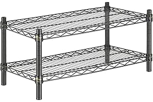 APLSS 12" d x 42" w Black Epoxy Wire Shelving with 2 Tier Shelves, NSF Certified, Height Adjustable, Moist&Dry Environments, for Kitchen Garage Walk-in Cooler&Freezer, 800lbs Capacity
