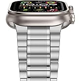 Anlinser Metal Bands Compatible with Apple Watch Band 49mm 46mm 45mm 44mm 42mm Women Men, Five-link Stainless Steel Strap for iWatch Ultra 3/2/1 SE Series 11 10 9 8 7 6-1 (Silver)
