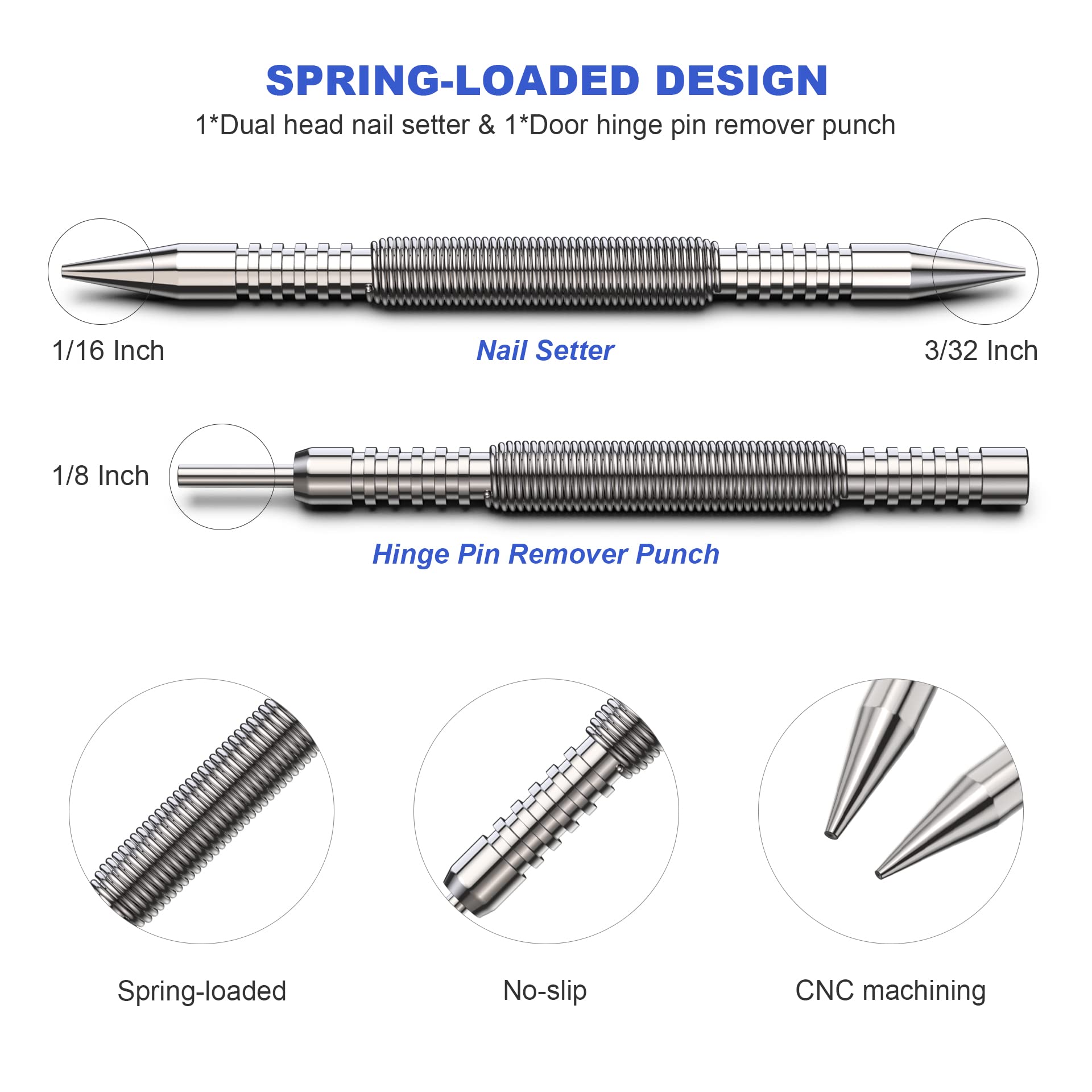 Mua Glieskir Spring Loaded Nail Set Tools,2-PCS Dual Head Nail Setter ...