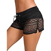 Women's Lace Swim Shorts Drawstring Bathing Suit Shorts Board Shorts Bottoms Hollow Swimsuit Boy Shorts