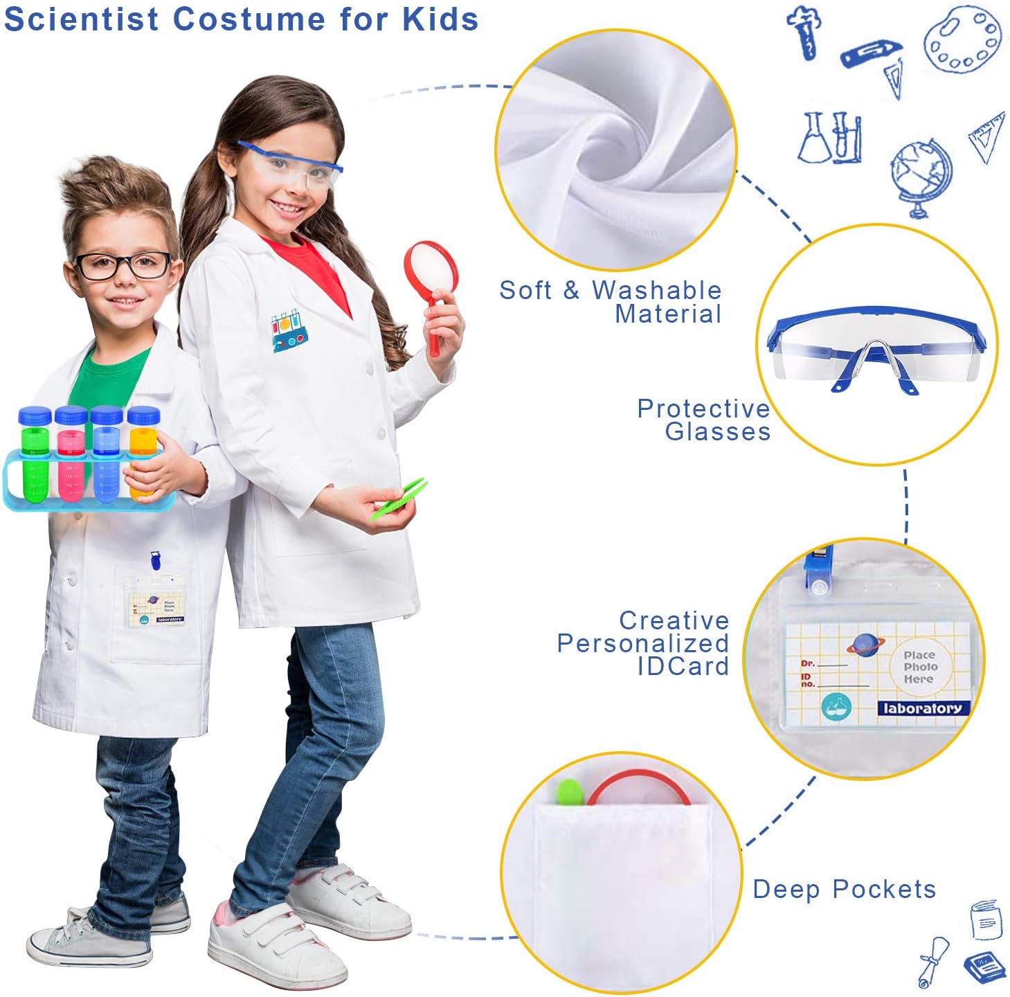 HOMOFY Kids Science Experiment Kit for Kids 5-7 Year Old STEM Education Science Kit with Kids Scientist Costume Kids Science Gift Toys for 4 5 6 7 8 9 Years Old Boys Girls: Toys & Games