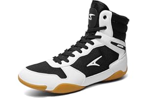 ASHION Men's Wrestling Shoes Boxing Shoes Lightweight High Top Fitness Sneakers Weightlifting Powerlifting Shoes Zero Drop Sole