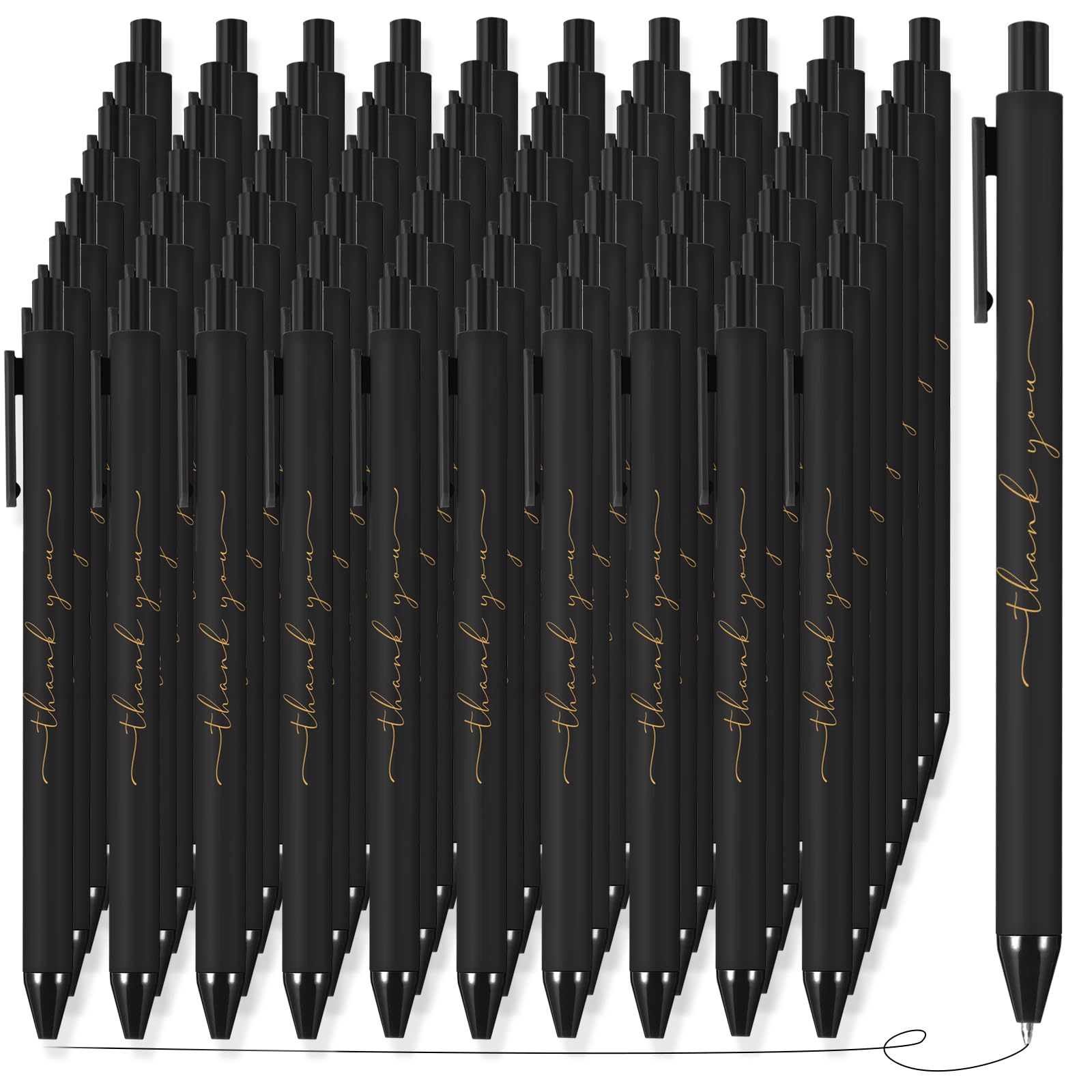 Photo 1 of 200pcs Thank You Pens Bulk Cute Multicolor Ballpoint Pen for Server Employee Appreciation Gifts for Social Worker Wedding Teacher Coworker Office Staff Team Nurse Baby Shower Party (Black)