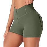 YEOREO CoreFlex Cargo Pocket Workout Shorts for Women Scrunch Zipper 3.6" High Waisted Yoga Gym Shorts