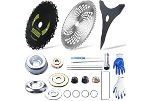 GASHWER 9"x20T Brush Blades Carbon Steel Round Chainsaw, 10"x3T Cutter Weed Eater Blades, 10"x80T Carbide Tip Blades- Adapter Kit with 3 Round Files, Compatible With Trimmer Weed Eater Husqvarna Stihl Ego