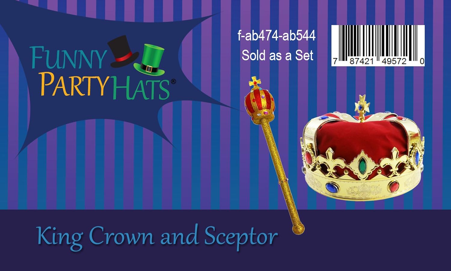 Funny Party Hats Royal King’s Crown & Scepter - King Costume - Gold Costume Crown - Dress Up Accessories - 2 Pc: Toys & Games