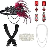 GOHOY 1920s Flapper Accessories Set, Roaring 20s Accessories Women Great Gatsby Costume Kit with Feathered Headband