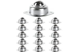 SENENQU 16 PCS 1 Inch Roller Ball Transfer Bearing, Flange Mounted Carbon Steel Round Ball Transfer Unit, Universal Rotation Ball Casters for Conveyor, Roller Stand, Transmission, Load Capacity 400 lbs