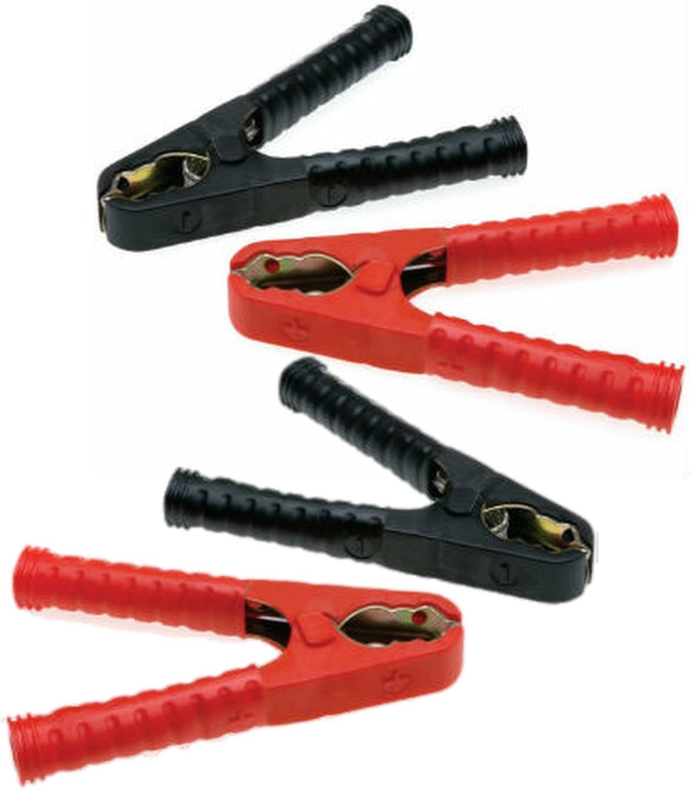 4 X High Quality Heavy Duty Battery Jump Lead Ends Charger Crocodile Clamp Clip Black & Red Connectors JLC310B & JLC310R