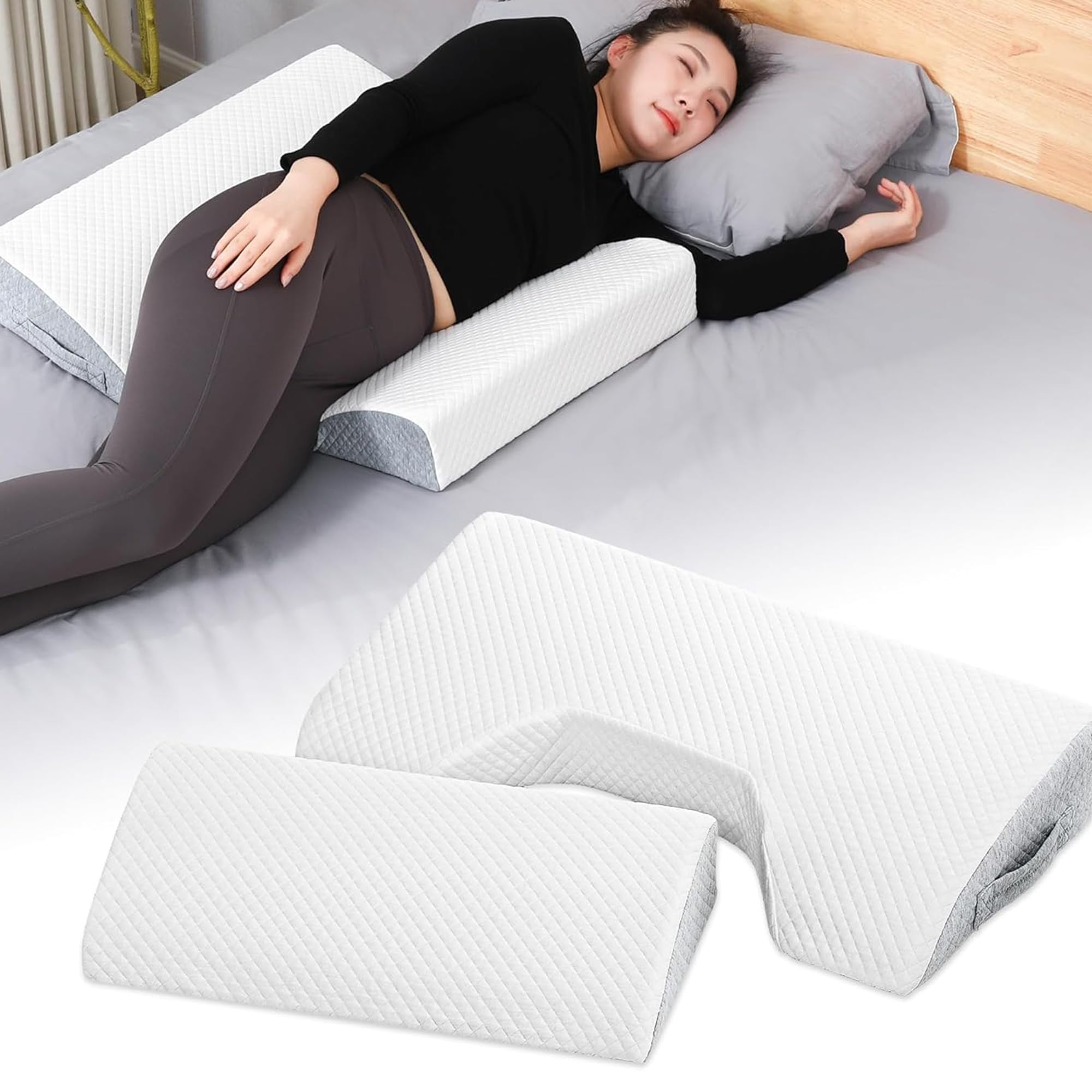 Photo 1 of JFNoraiva Bed Sore Pillow with Non-Slip Cover & Slope, Bedsore Pressure Relief Pillows, White Bed Sore Prevention Pillow Set, Stay On The Side, Off The Back