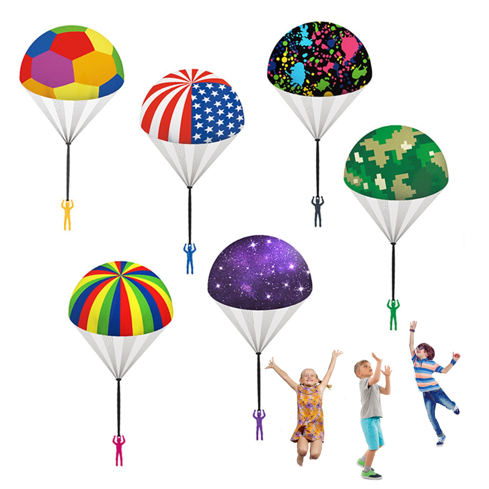 utosday Parachute Toy Easter Eggs Outdoor Flying Parachute for Kid, Throwing Children's Flying Toys with Small Figures, Easter Basket Stuffers Top Indoor Hand Throw Soliders for 3-12 Year Old (6PCS)
