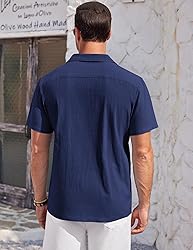 COOFANDY Mens Short Sleeve Button Down Shirts Linen