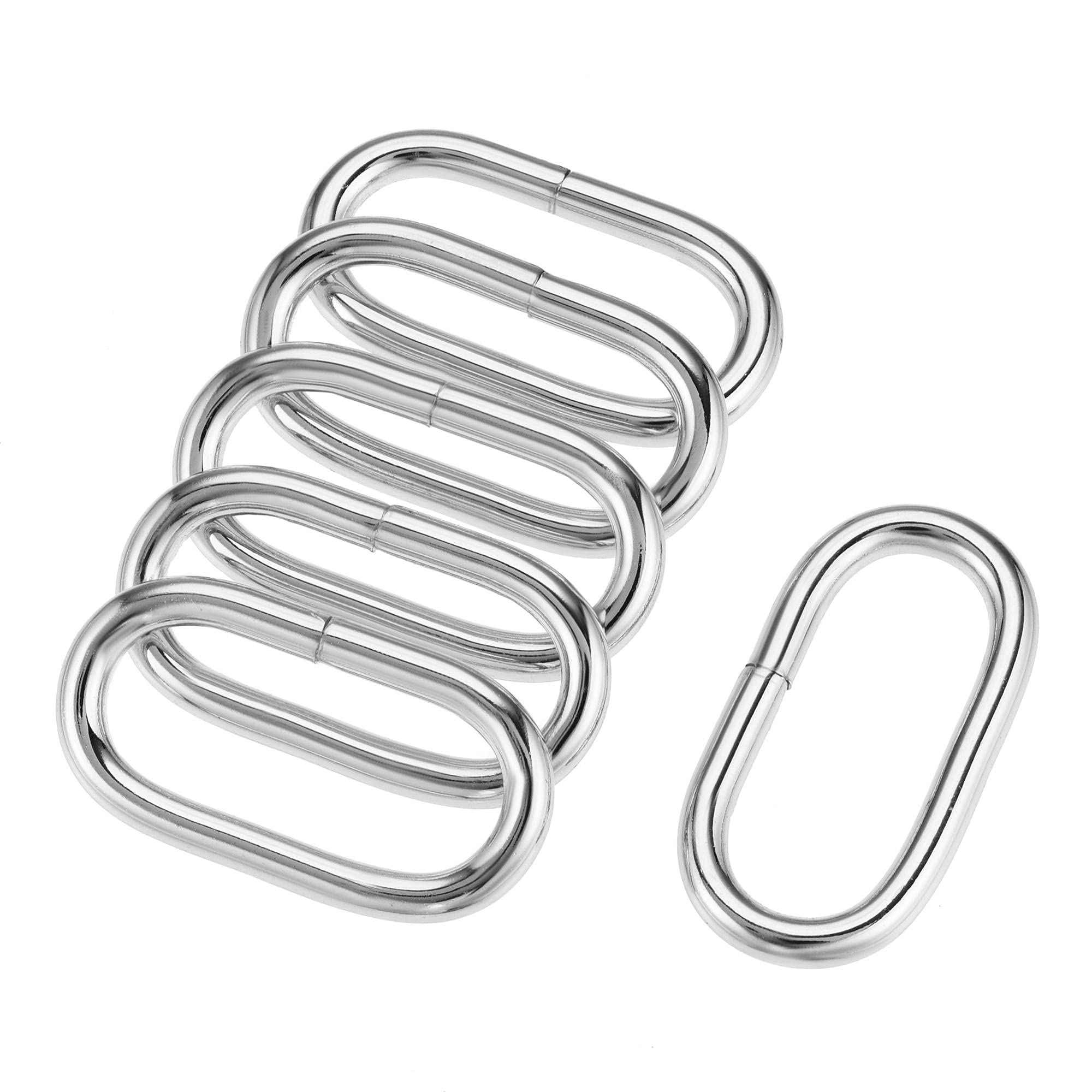 sourcing map Metal Oval Ring Buckles 38x15mm for Bags Belts DIY Silver Tone 6pcs
