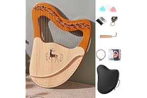 MILLOO Lyre Harp 21/24/27/32 Metal Strings Mahogany Acoustic Harp with Extra Strings Picks Tuning Lever Black Gig Bag Beginner's Manual for Lyre Children Adult Gifts (32 Strings)
