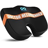 Everlasting Comfort Doctor Recommended Memory Foam Seat Cushion for Office Chairs & Car - Ergonomic Office Desk Accessories - Cushions for Tailbone Pain Relief, Sciatica (Black, Large)