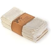 ACCENTHOME Natural Cotton Linen Napkin Set of 12 18x18 inch Dinner Napkins - Washable Soft Premium Hotel Quality Reusable Hemmed Edges Napkins Perfect Table Linens for Family Dinners, Weddings