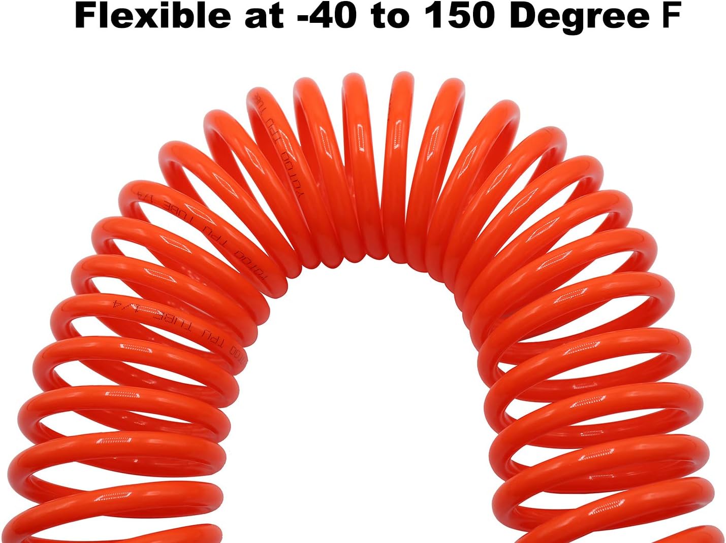 YOTOO Polyurethane Recoil Air Hose 1/4 in by 25 ft with Bend Restrictor, 1/4" Industrial Quick Coupler and Plug, Red - - 