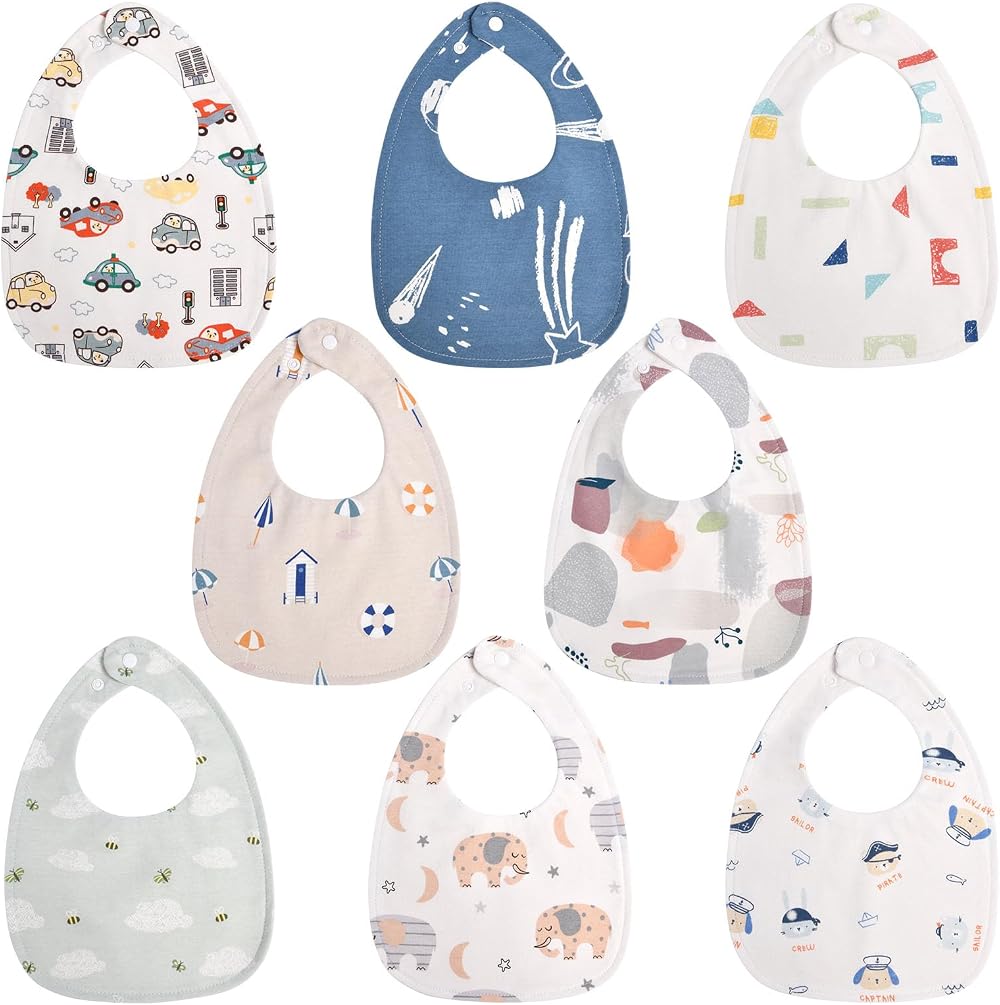 Vicloon Baby Bandana Dribble Bibs 8 Pack Teething Bibs with Snaps Unisex 0-36