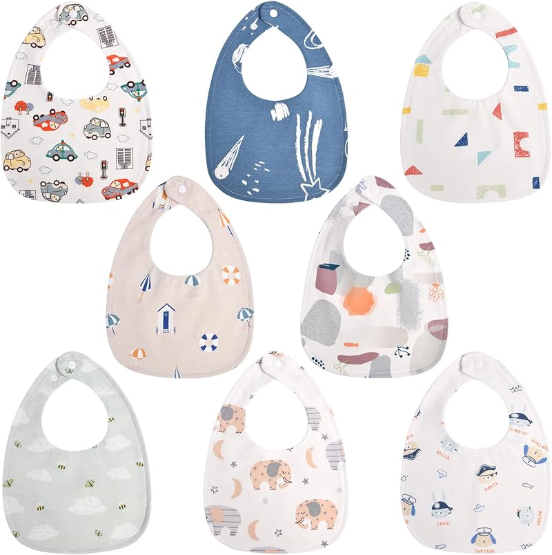 Vicloon Baby Bandana Dribble Bibs 8 Pack Teething Bibs with Snaps Unisex 0-36
