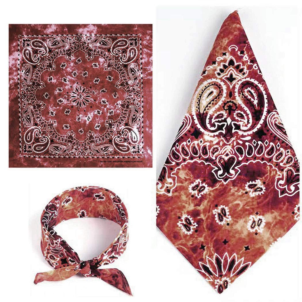 Novelty Paisley Bandanas For Men and Women Cotton Handkerchiefs Hip-hop Cashew Bandanna Head Wrap Vintage Cowboy Headband Hairscarf Party Favors Supplies Hairband Wristband Headwear,2 Pack (Brown): Beauty