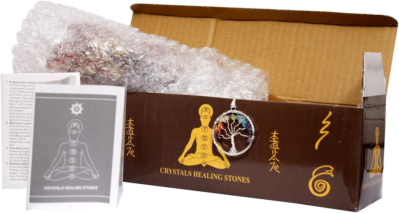 Crystals Healing Stones Seven Chakra Natural Healing Gemstone Bonsai feng Shui Christmas Money Crystal Tree of Life Good Luck Home Office Decor Spiritual Gift (Gold Wire 300 Beads) of 10-12 Inch: Home & Kitchen