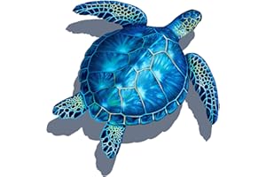 CUSTOM MOSAICS, INC. Sea Turtle Porcelain Swimming Pool Mosaic (20" x 20" with Shadow, Blue)