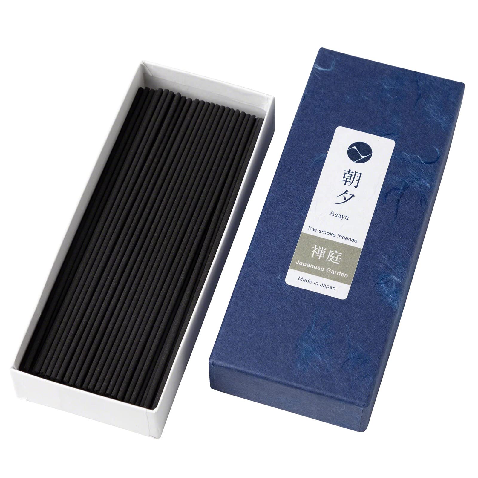 Asayu Japanese Low Smoke Incense Sticks Japanese Zen Garden Scent - ca. 80 sticks, 40gr - Made in Japan - Quality, Natural Material - Perfect for Relaxation and Meditation