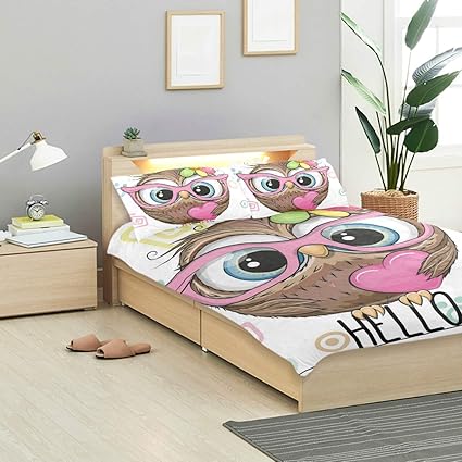 Amazon Com Cancaka Cute Duvet Cover Set Cute Cartoon Owl