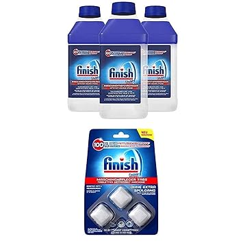 Finish Maschinenpfleger Spülmaschinenreiniger, 3er Pack (3 x 250 ml) + Maschinenpfleger Spülmaschinentabs, 3er Pack (3 x 3 St
