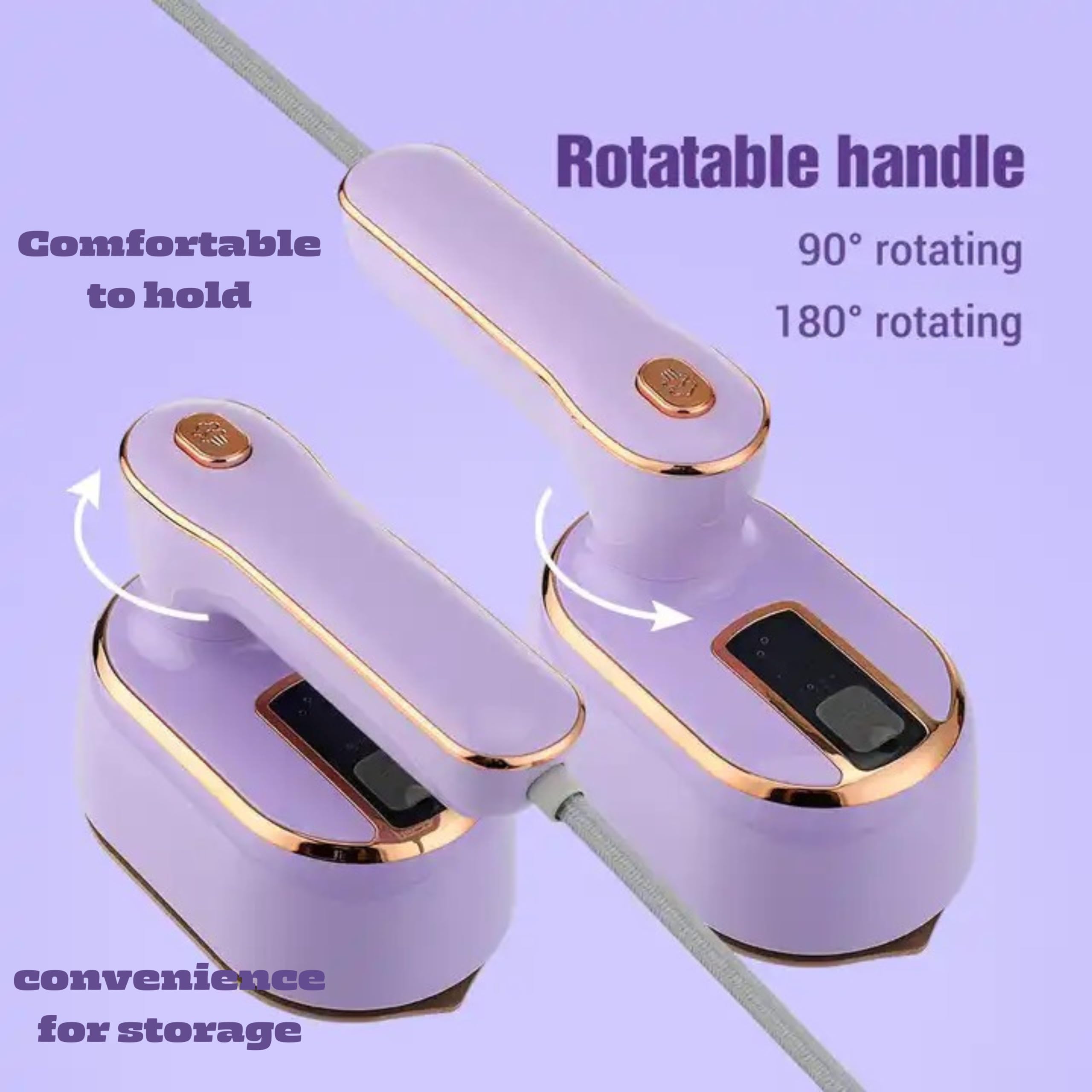 REBOLLITA Travel Steamer Iron for Clothes, 1000W handheld size portable Steamer Support Dry and Wet Ironing 180° small hand garment electric steam ironing machine for dress shirt travel (PURPLE)