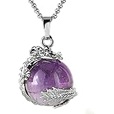 JEWELRIESHOP Dragon Necklace Chakra Reiki Healing Crystal Pendant Gemstone Necklace for Women Men