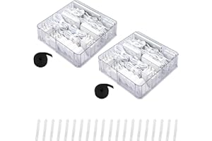 Yesesion 2 Pack Plastic Cable Organizer Box with Wire Ties, Large Clear Charger Storage Case for Cords, Battery, Adjustable Desk Drawer Accessories Organizer