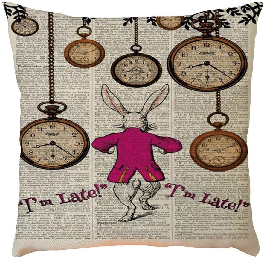 Sonojie Alice's Adventures In Wonderland Old Newspaper Exquisite Pattern Flax Pillowcase Pillow Case Cushion Cover Sofa Home Car Decor