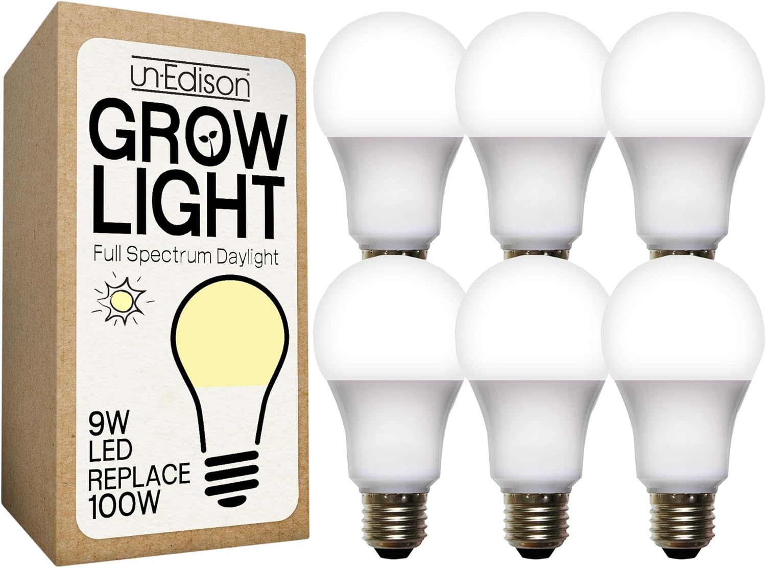 Amazon Com Un Edison Led Grow Light Bulb Full Spectrum Replaces Up To 100w A19 Daylight White Plant Growing Light Bulb 6 Pack Home Improvement